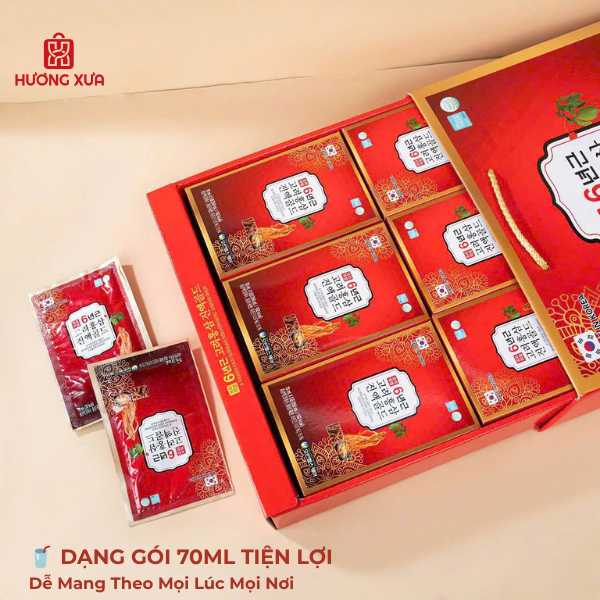 Thực Phẩm Bổ Sung Nước Hồng Sâm Gold (6 Years-Old Korean Red Ginseng Liquid Gold) Hộp 30 Gói x 70ml