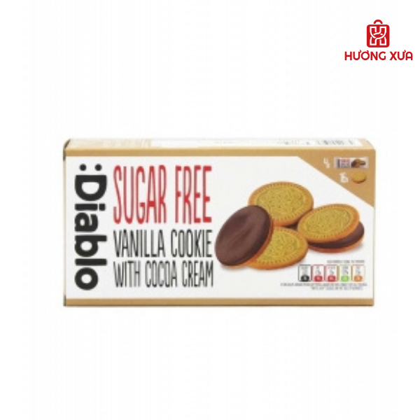 Bánh Quy Không Đường Vỏ Socola Kẹp Kem Vị Vani Diablo 176g