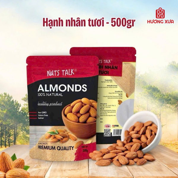 Hạnh Nhân Tươi Premium Almonds Nuts Talk Túi 500g