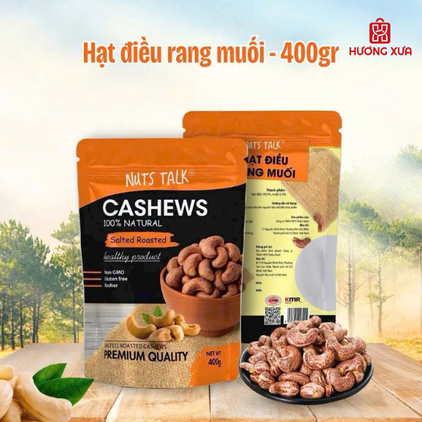 Hạt Điều Rang Muối Premium Cashews Nuts Talk Túi 400g