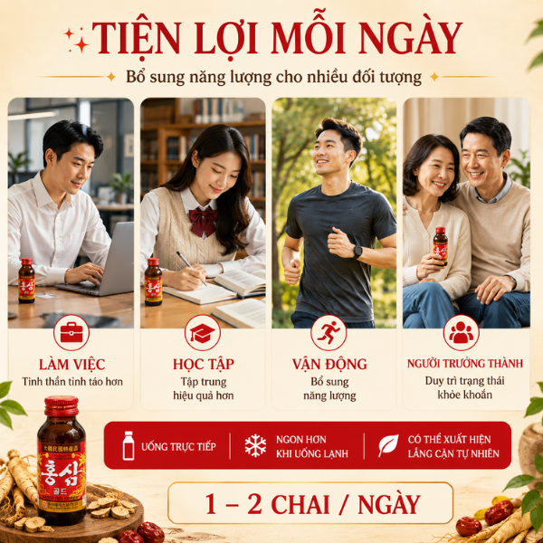 Nước Uống Vị Hồng Sâm Đông A Hàn Quốc Hộp 10 Chai x 100ml