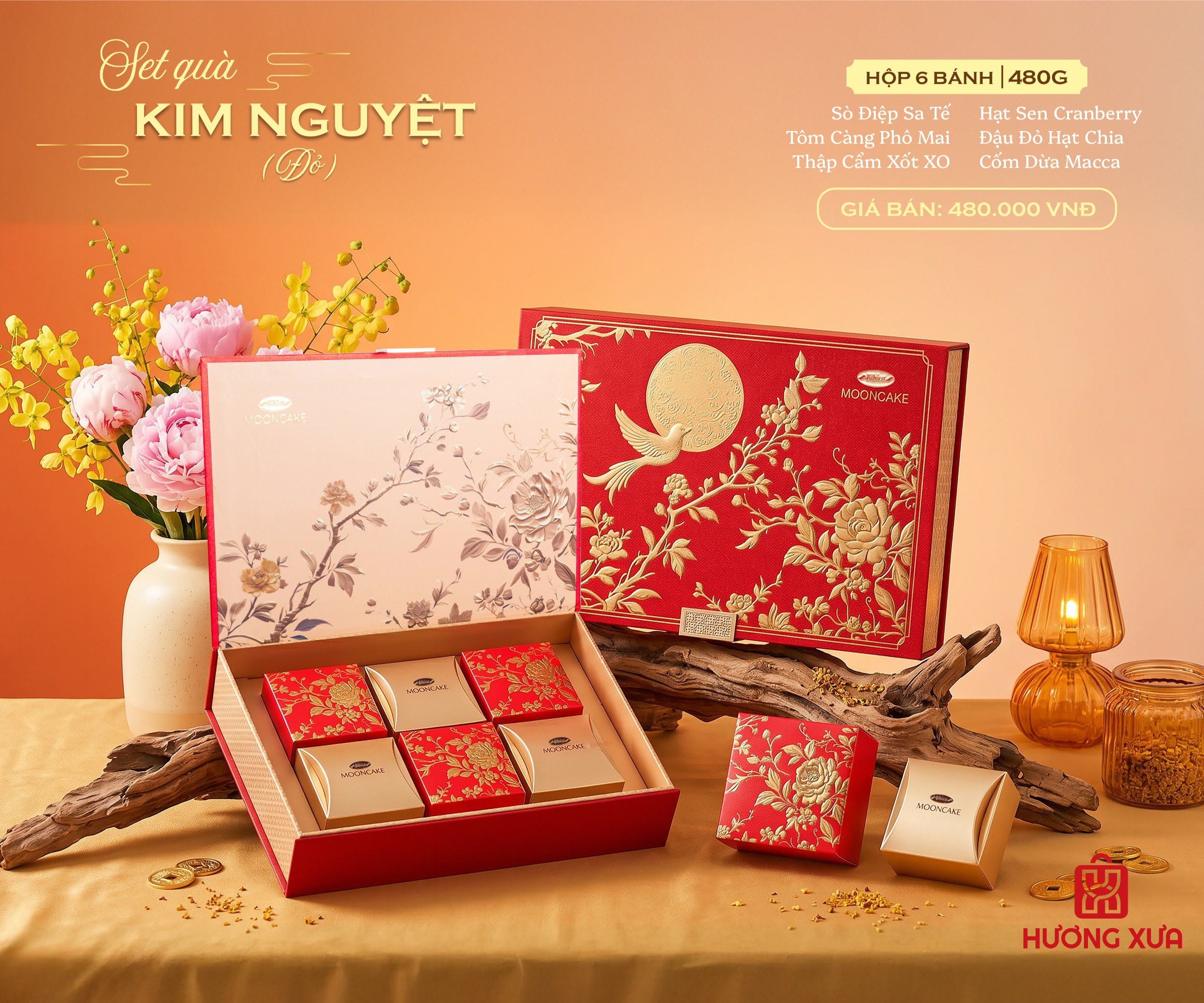 Bánh Trung Thu Bibica 2026 Hộp Kim Nguyệt Đỏ
