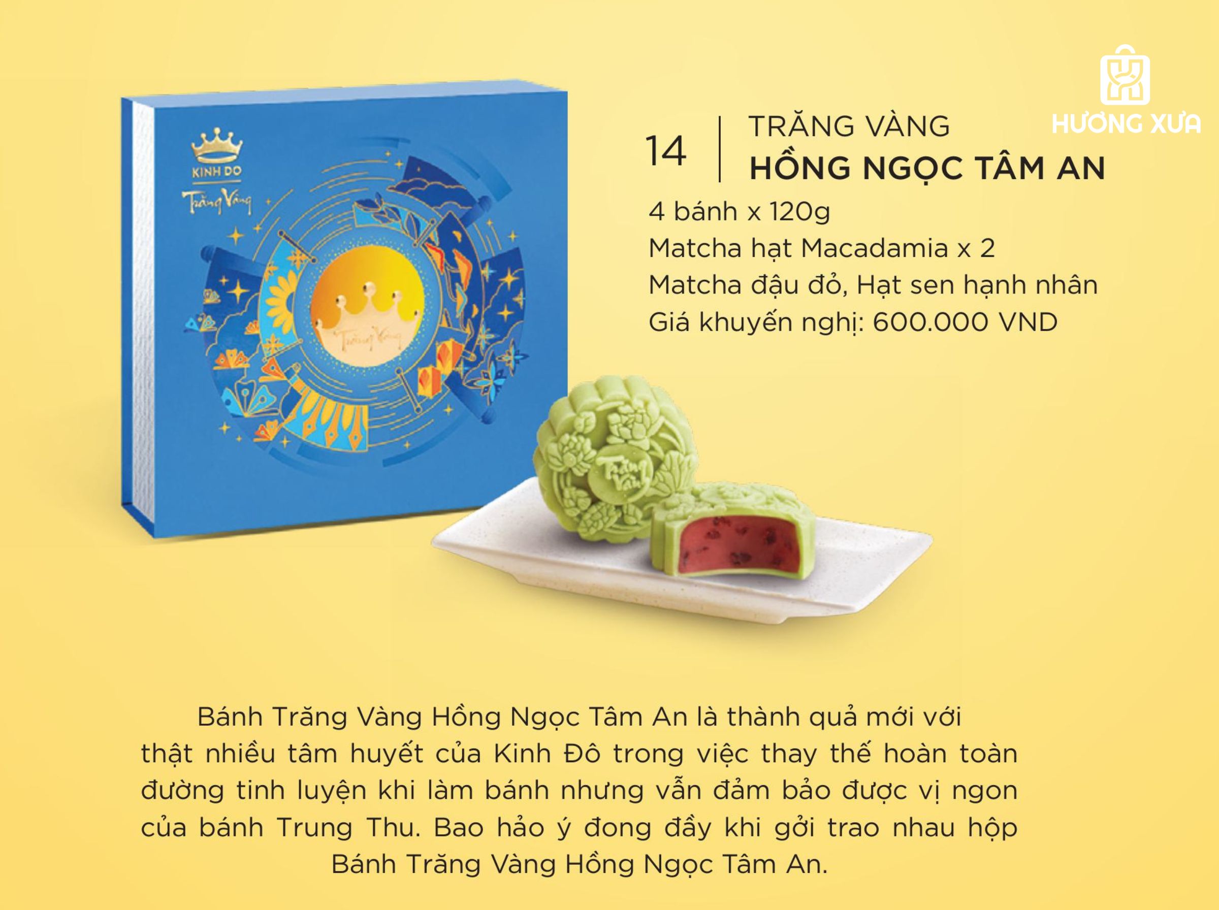 Bánh Trung Thu Kinh Đô Trăng Vàng Hồng Ngọc Tâm An