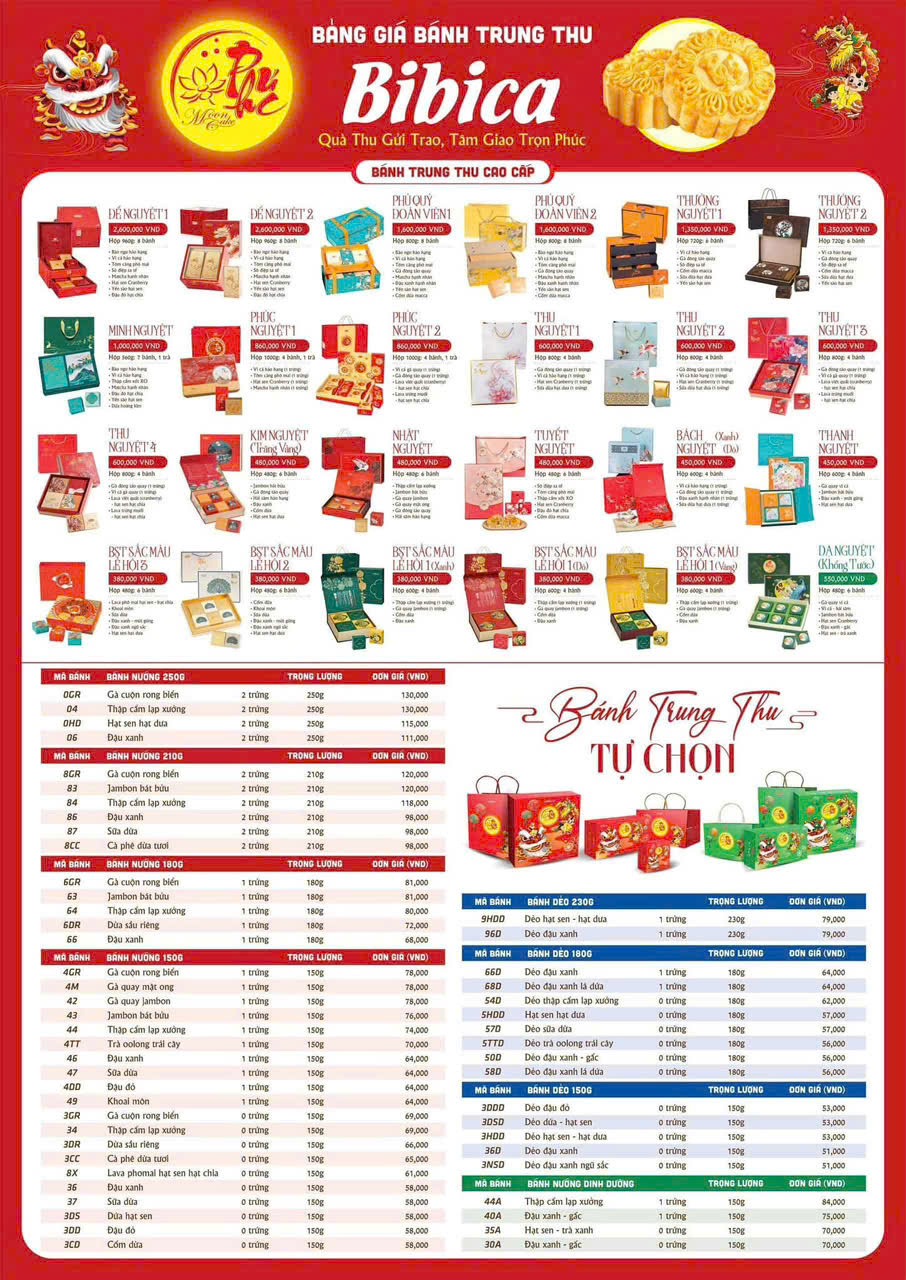 Bảng Giá Bánh Trung Thu Bibica 2025 _ Hương Xưa Mart