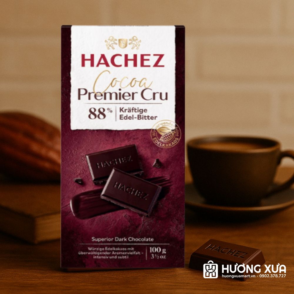 Hachez 88% – Thuần cacao, đậm sâu, ít ngọt