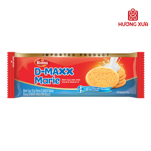 Bánh Quy Sữa Roma D-MAXX Marie hộp 308g (14 Gói x 22g)