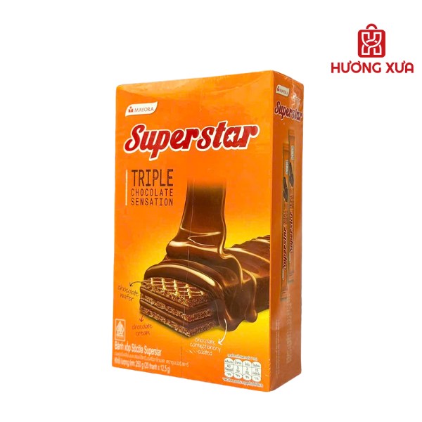 Bánh xốp phủ kem socola Superstar hộp 250g (20 gói x 12,5g)