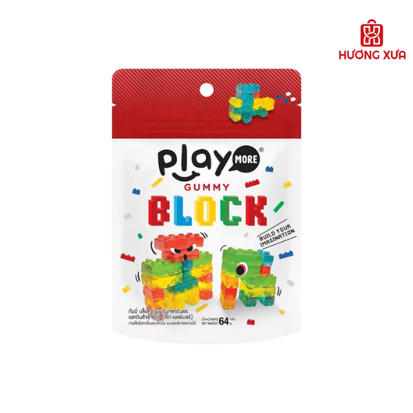 Kẹo Dẻo Xếp Hình Vị Trái Cây Playmore Gummy Block 64g