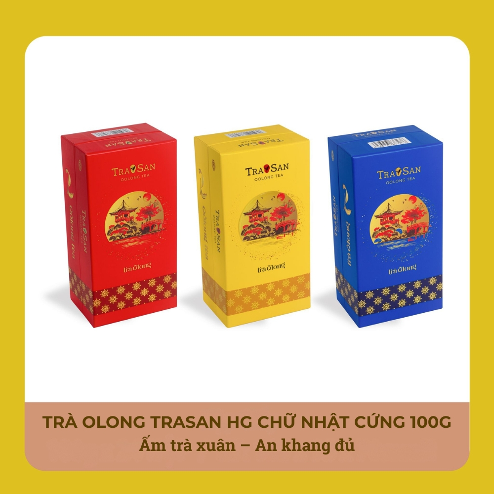 TRÀ OLONG TRASAN HG CHỮ NHẬT CỨNG 100g – “Ấm trà xuân – An khang đủ