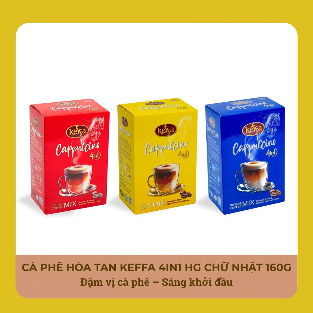 CÀ PHÊ HÒA TAN KEFFA 4IN1 HT CHỮ NHẬT 160g – “Thức vị giác – Tỉnh năng lượng