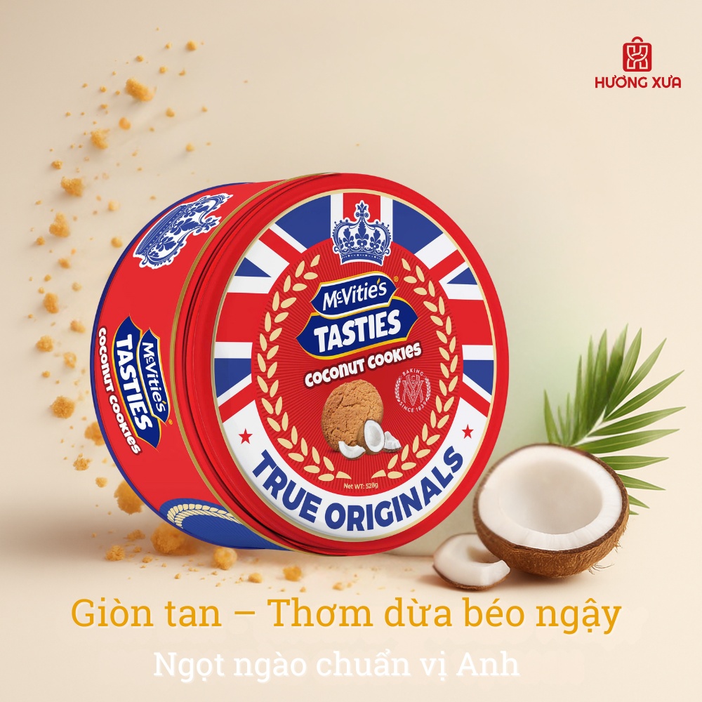 McVitie’s Tasties Coconut Cookies 528g – Hương dừa ngọt ngào, vị giòn tinh tế