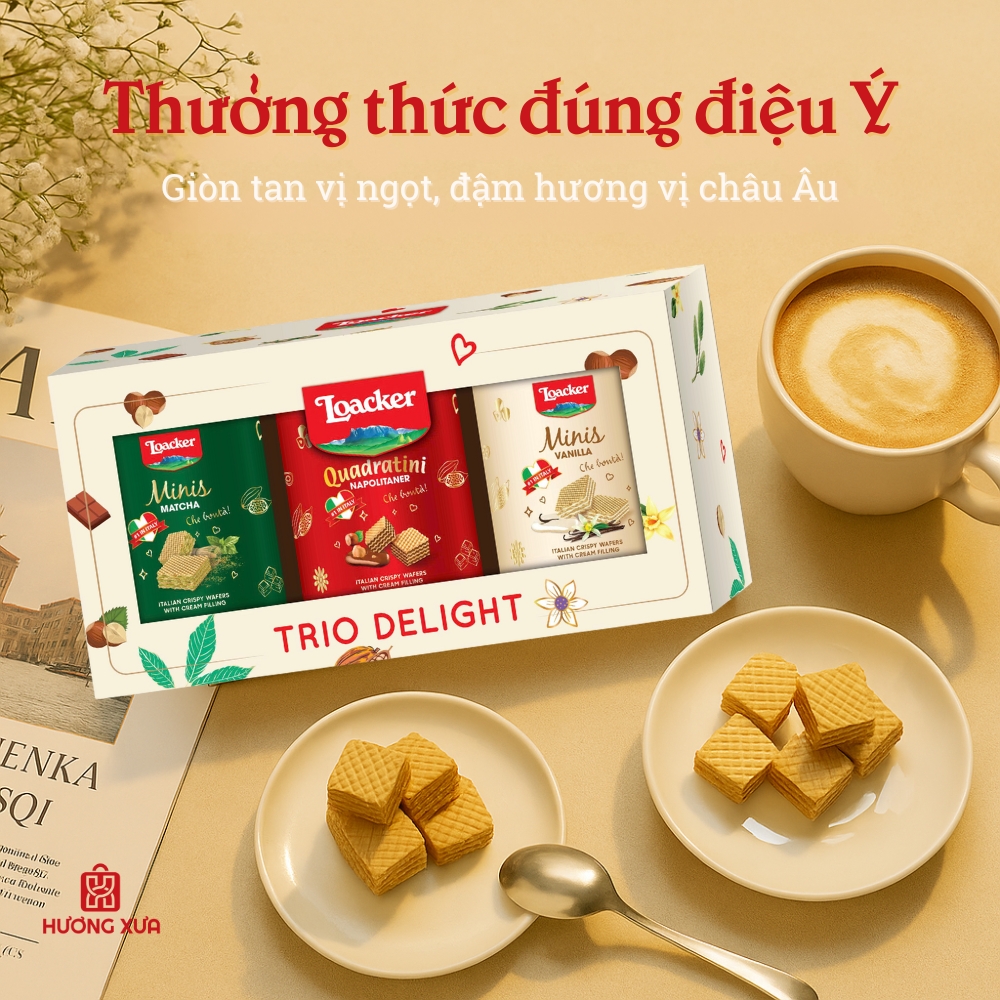 Loacker Trio Delight 212.5g – Bộ Ba Hương Vị Ý Kinh Điển