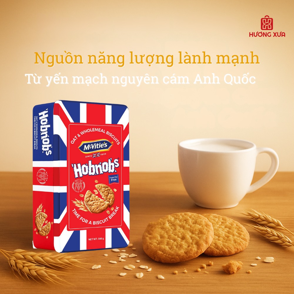 McVitie’s Hobnobs 300g – Bánh yến mạch nguyên cám, giòn thơm tốt cho sức khỏe