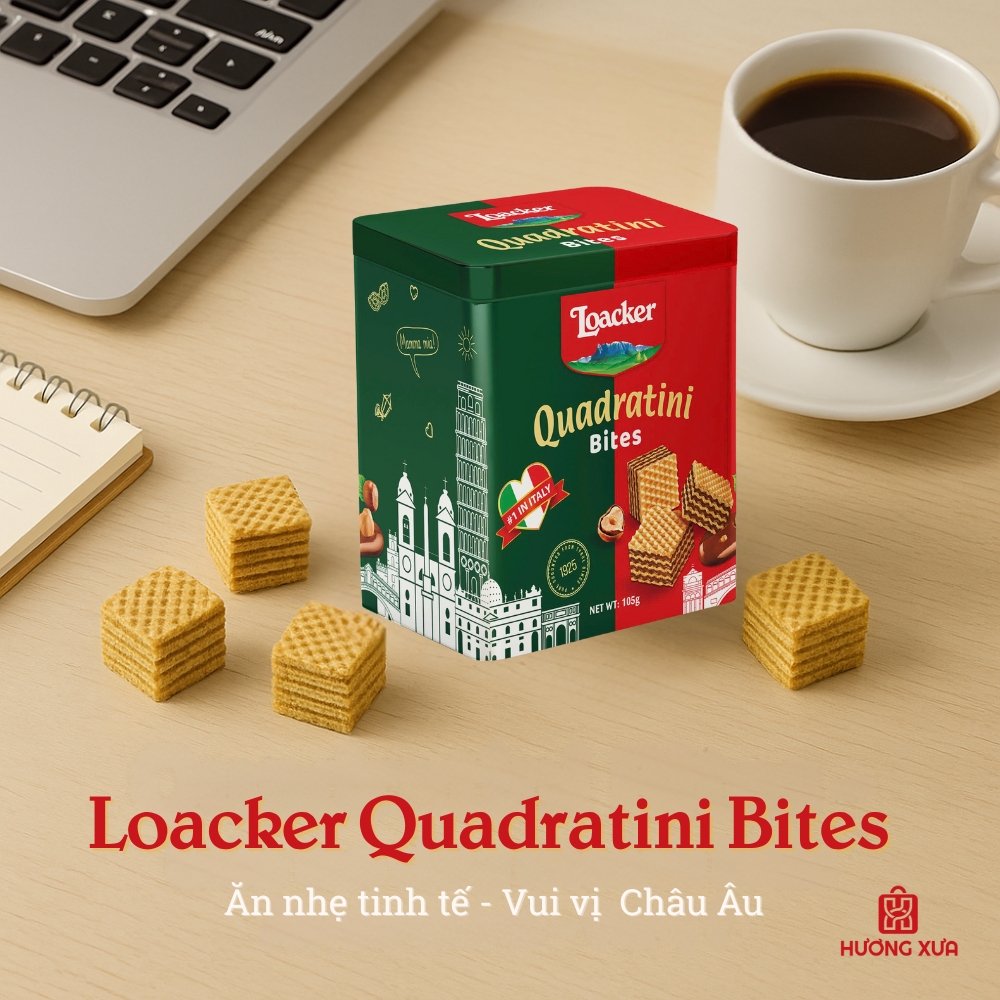  Loacker Quadratini Bites 105g – Giòn Tan Từng Viên Vuông Hoàn Hảo