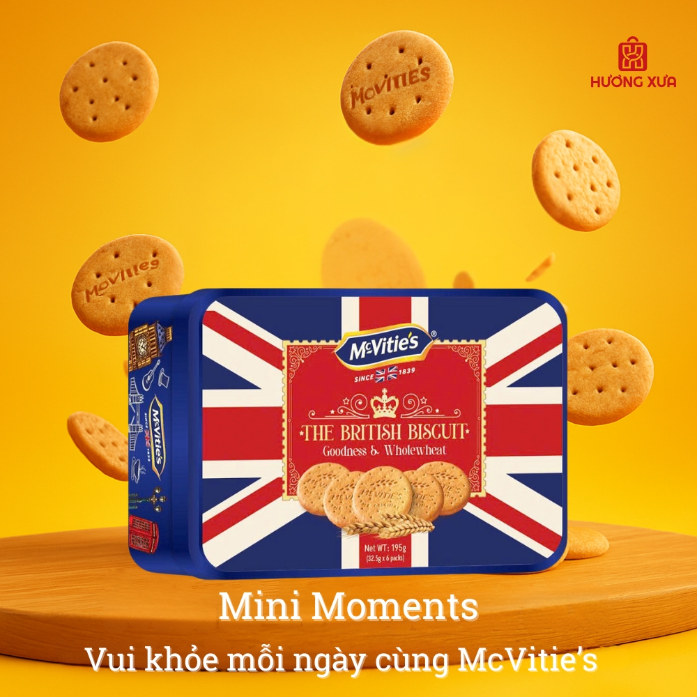 McVitie’s Digestive Minis 195g – Nhỏ gọn, nguyên cám, tiện lợi mỗi ngày
