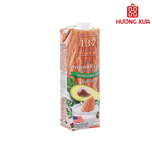 Sữa hạt hạnh nhân bơ và rau củ 137 Degrees hộp 1 lít