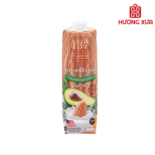 Sữa hạt hạnh nhân bơ và rau củ 137 Degrees hộp 1 lít