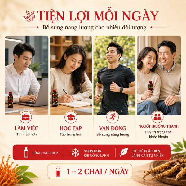 Nước Uống Vị Đông Trùng Đông A Hàn Quốc Hộp 10 Chai x 100ml
