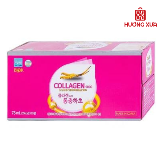 Nước Collagen5000 Đông Trùng Hạ Thảo BIOK Hộp 10 Chai