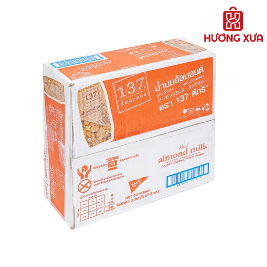 Thùng 36 hộp sữa hạnh nhân mật hoa dừa 137 Degrees nguyên chất 180ml
