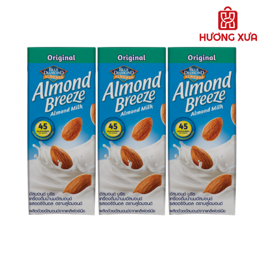 Sữa Hạt Hạnh Nhân Almond Breeze Nguyên Chất Original Lốc 3 Hộp 180ml