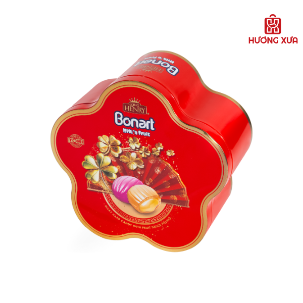 Kẹo cứng sữa trái cây Bonart Nhân Sốt Trái Cây (HT hoa mai) 120g