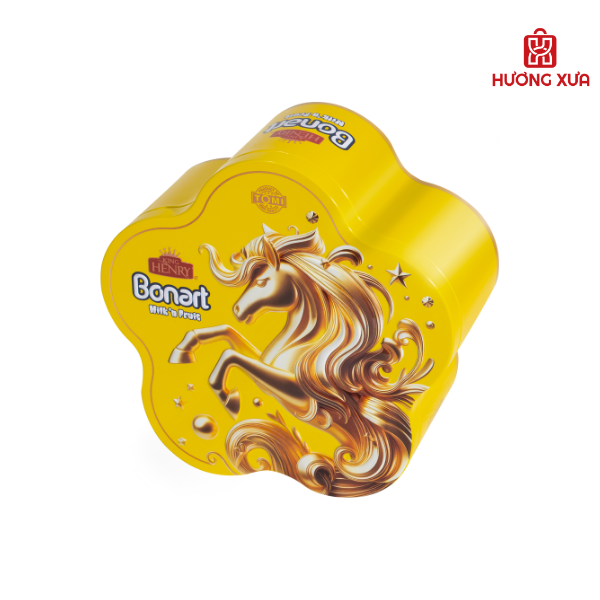 Kẹo cứng sữa trái cây Bonart Nhân Sốt Trái Cây (HT hoa mai) 120g