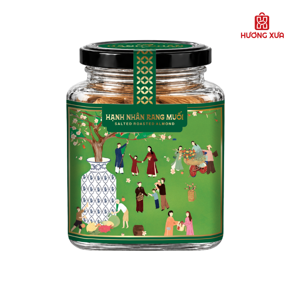 Hạnh nhân rang muối PH hũ thủy tinh vuông 200g