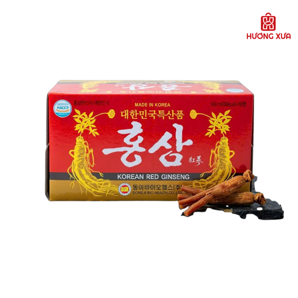 Nước Uống Vị Hồng Sâm Đông A Hàn Quốc Hộp 10 Chai x 100ml