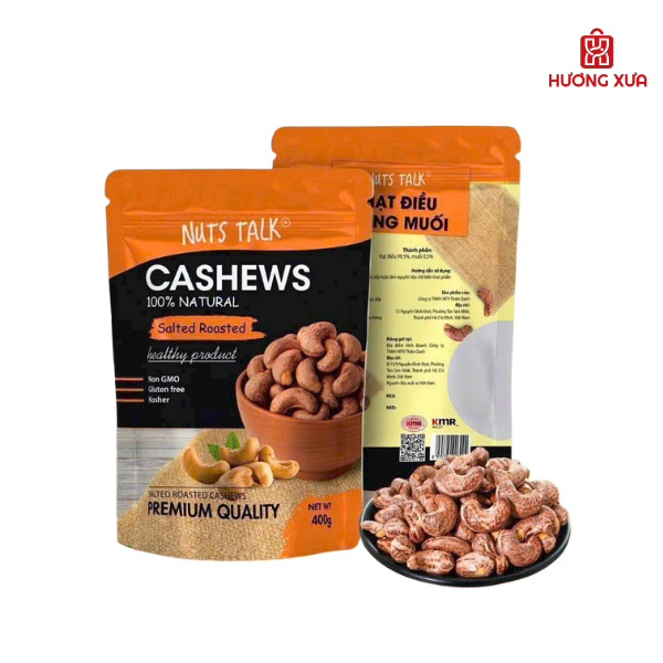 Hạt Điều Rang Muối Premium Cashews Nuts Talk Túi 400g