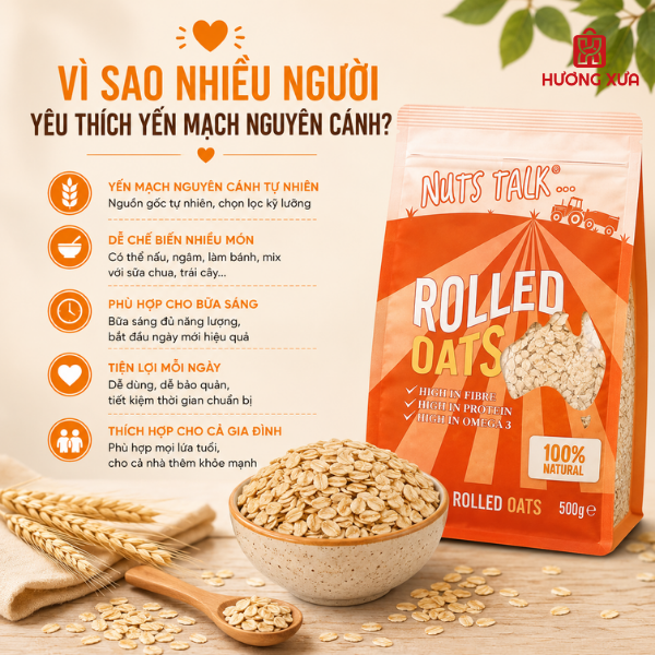 Yến Mạch Túi Màu Cam Cánh Dày Nuts Talk 500g