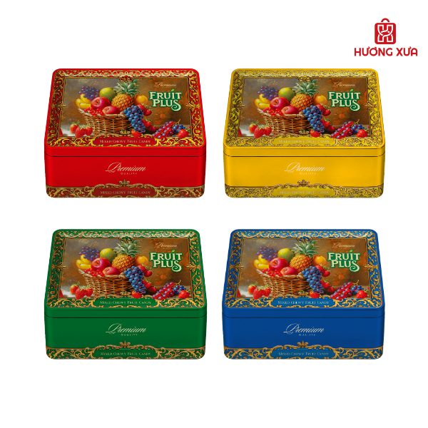 Kẹo Mềm Fruit Plus Hỗn Hợp Hộp Sắt Mẫu Mới 170g