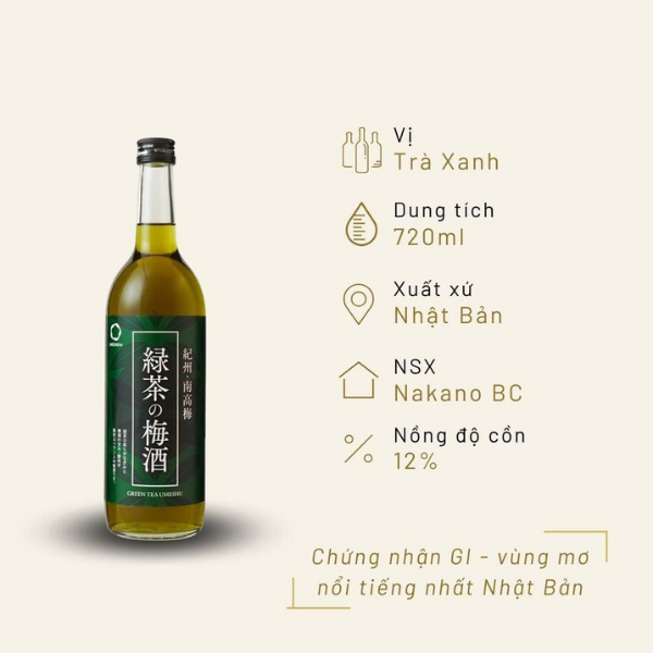 Rượu mơ Nhật Bản Nakano Green Tea vị trà xanh 720ml 12%