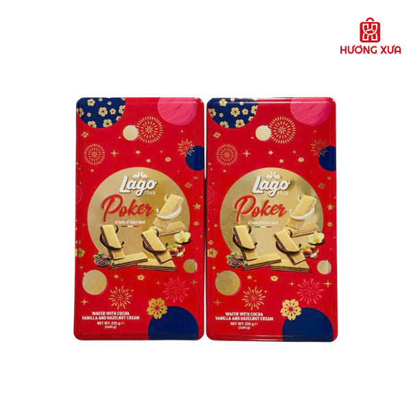 Bánh xốp nhân kem cacao, vani và hạt phỉ Lago HS 225g