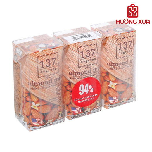 Lốc 3 hộp sữa hạnh nhân mật hoa dừa 137 Degrees 180ml