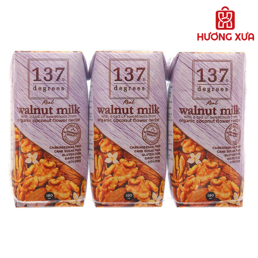 Lốc 3 hộp sữa hạt óc chó 137 Degrees truyền thống 180ml