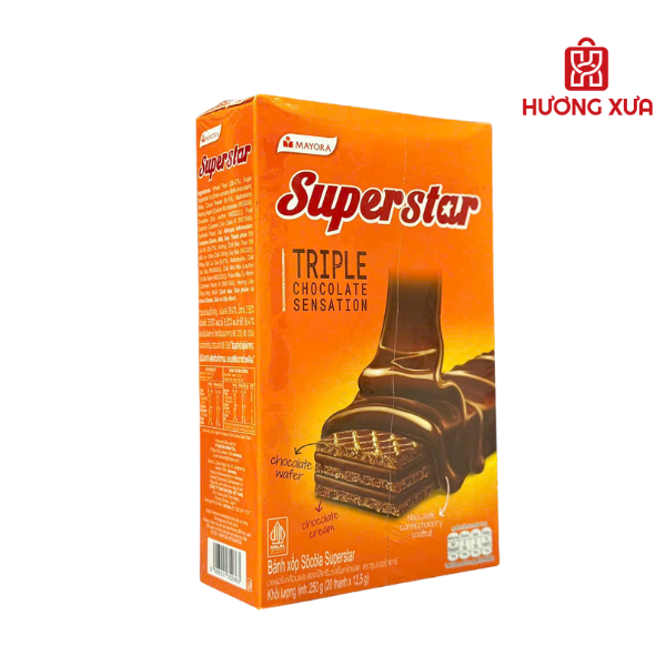 Bánh xốp phủ kem socola Superstar hộp 250g (20 gói x 12,5g)