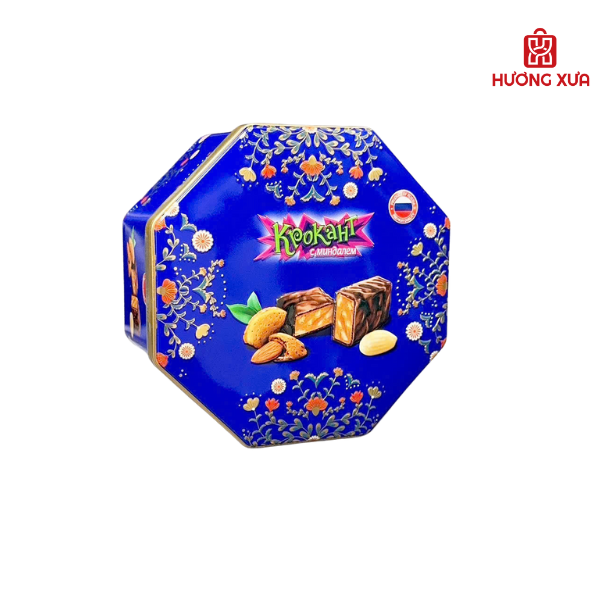 Kẹo Đậu Phộng Rang Với Hạnh Nhân Phủ Sô cô la KrokaHT HT Bát Giác 180g 