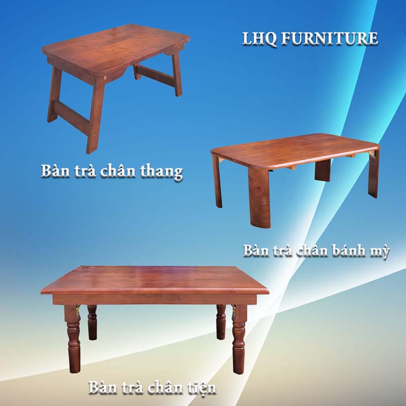 4 loại bàn trà nhật gỗ cao su xếp gọn tại noithatlhq