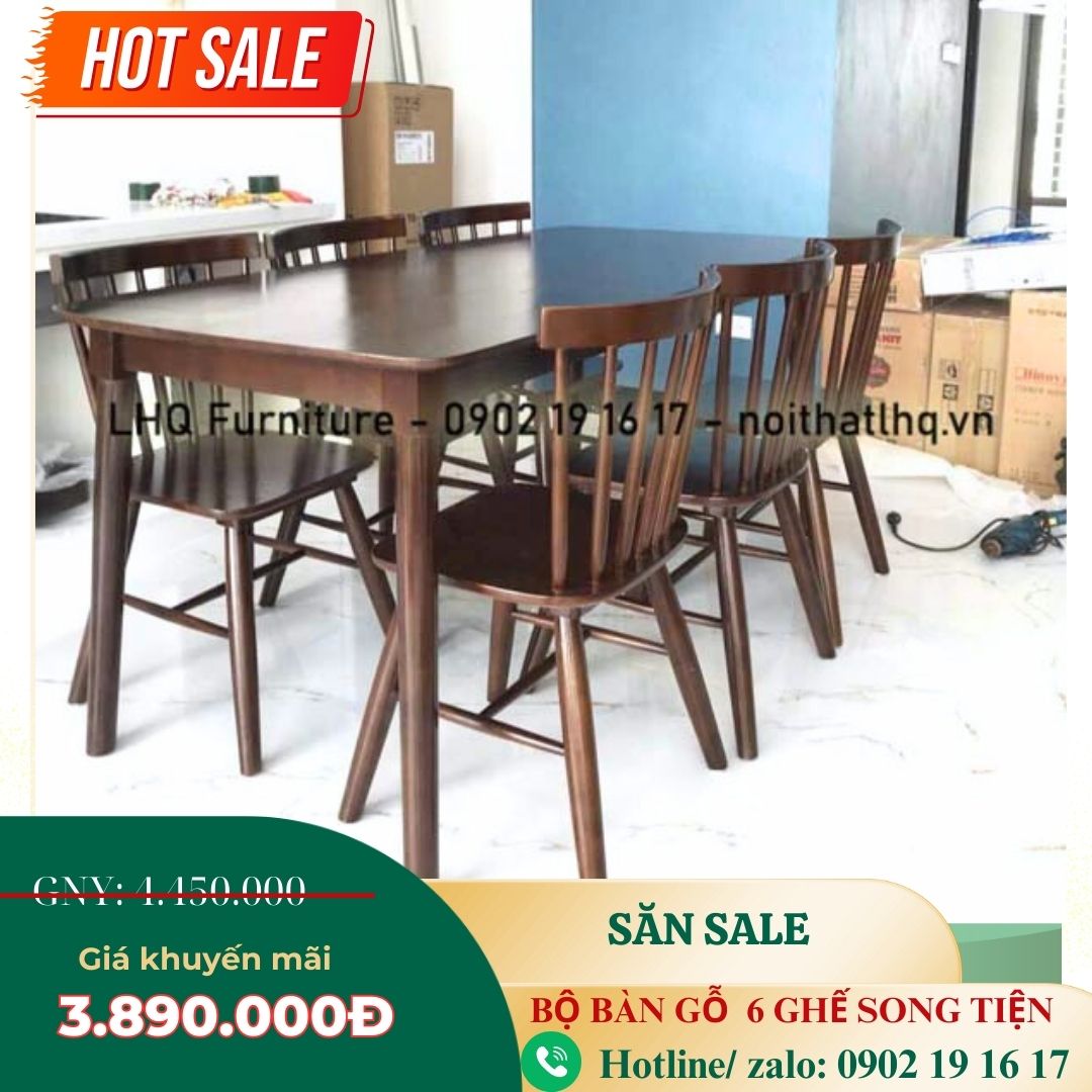 Bộ Bàn Ăn 6 Ghế Song Tiện – Sự Lựa Chọn Cho Phòng Ăn Rộng