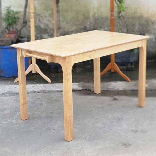 Bàn ăn 1m4, gỗ cao su, tháo ráp tiện lợi, thiết kế chân vuông.