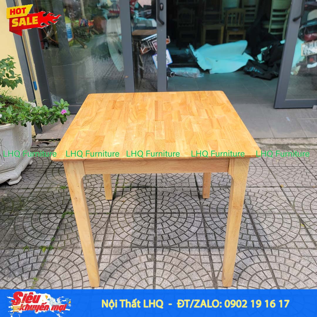 Bàn ăn, bàn cafe chân vuông 80x80x75, Gỗ tự nhiên, Giá rẻ