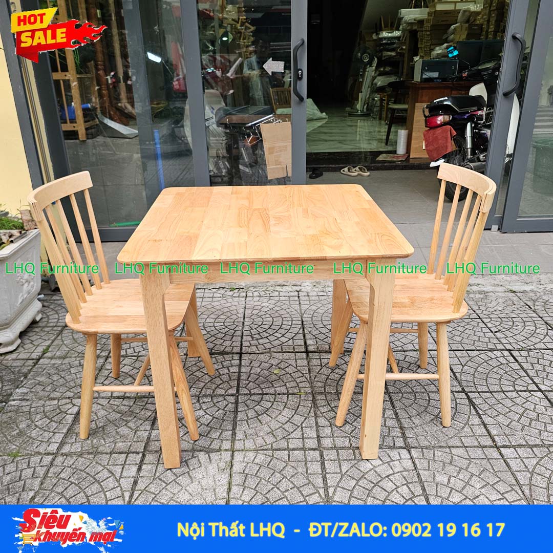 Bộ Bàn Ăn Chân Tròn D80 - 2 Ghế Song Tiện