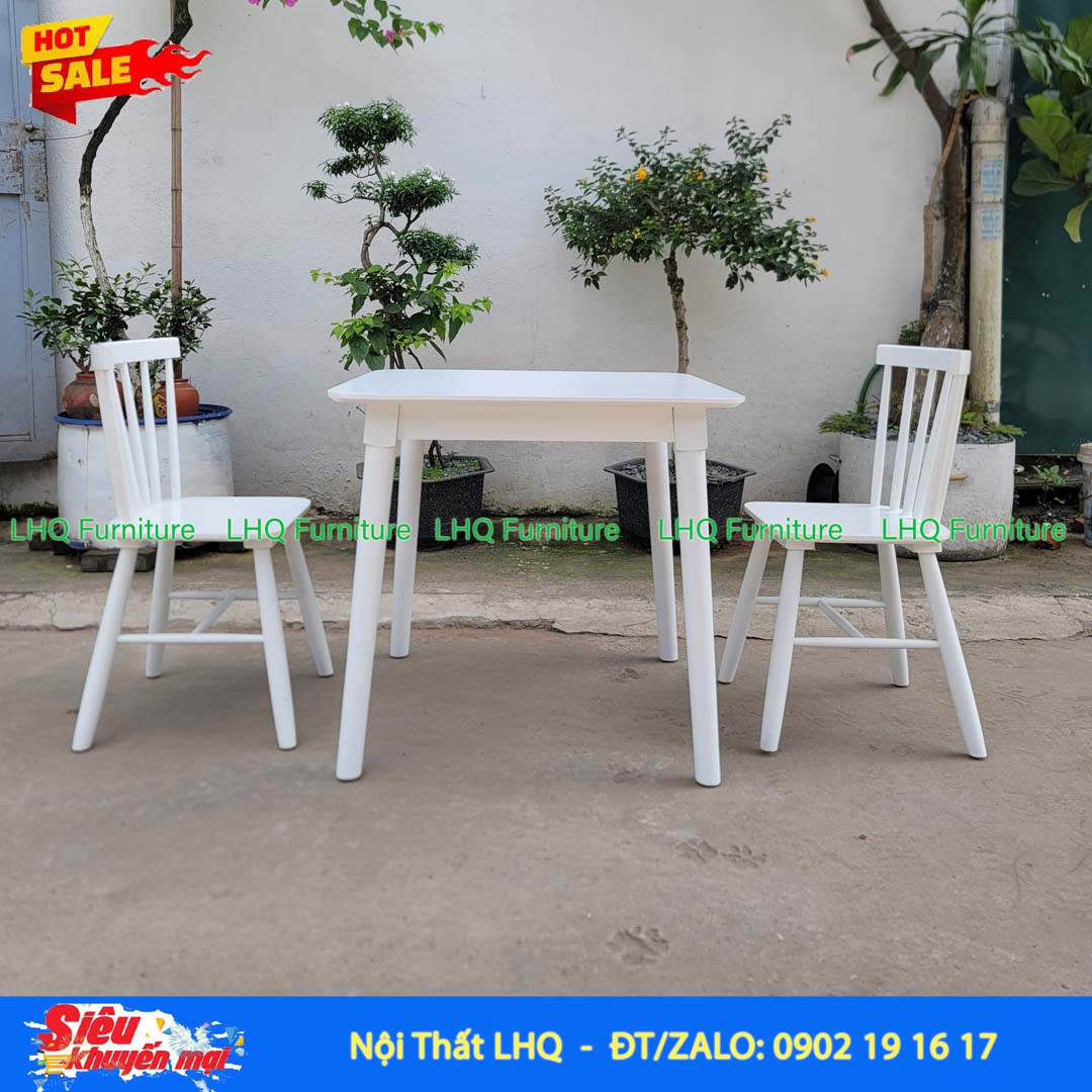Bộ Bàn Ăn Chân Tròn D80 - 2 Ghế Song Tiện