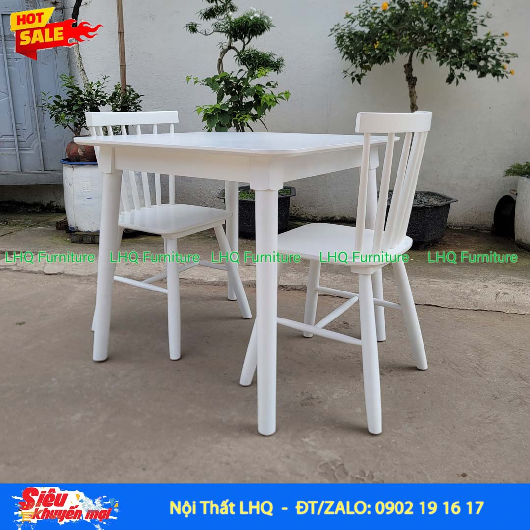 Bộ Bàn Ăn Chân Tròn D80 - 2 Ghế Song Tiện