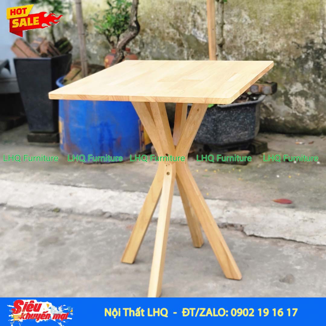Bàn Cafe, Bàn Ăn Chân Chụm, Gỗ Cao Su, Màu Tự Nhiên Và Walnut