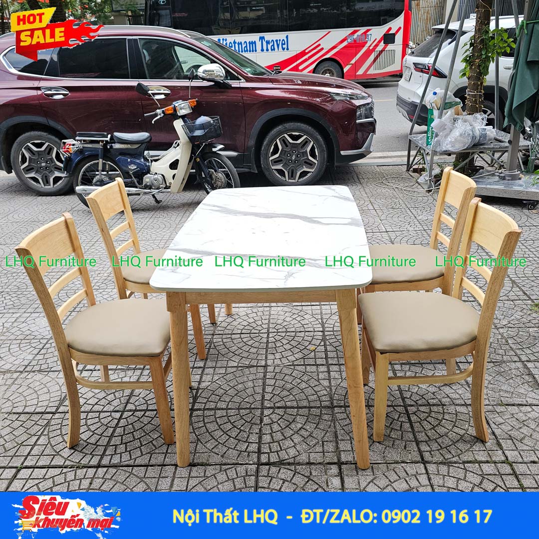 Bộ Bàn Ăn 4 Ghế Cabin Monstar, Mặt Bàn Gỗ MDF Chất Lượng Cao