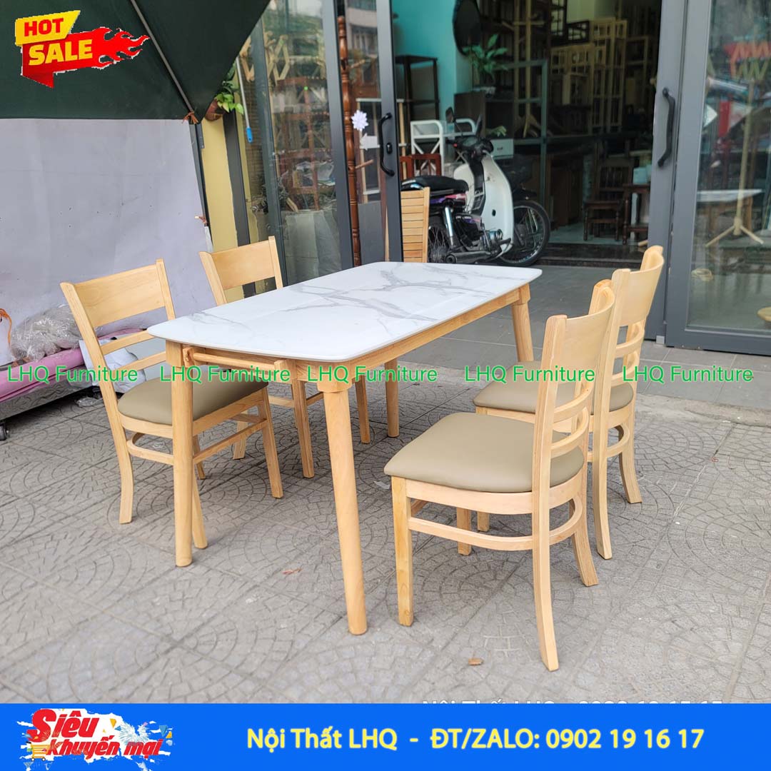 Bộ Bàn Ăn 4 Ghế Cabin Monstar, Mặt Bàn Gỗ MDF Chất Lượng Cao