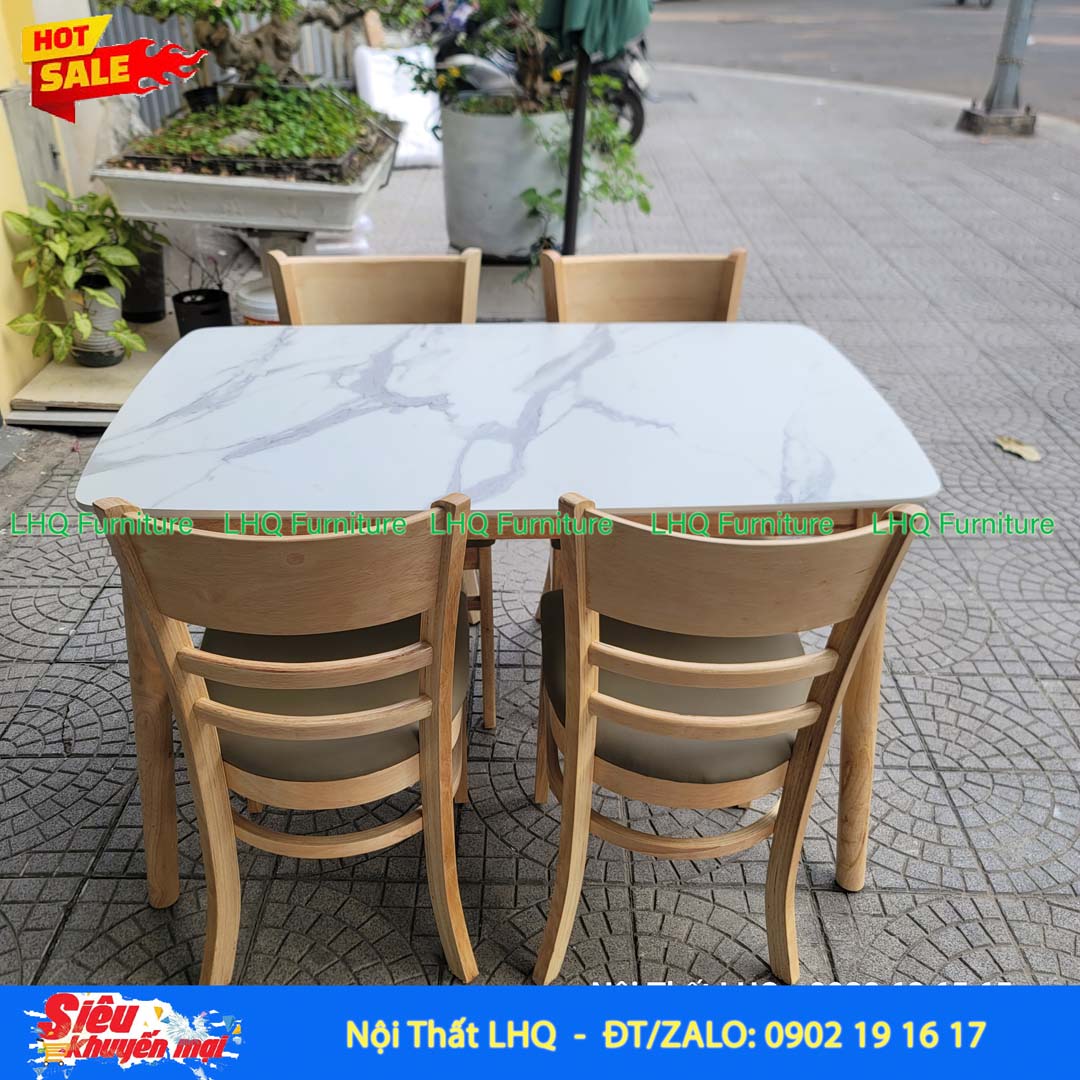 Bộ Bàn Ăn 4 Ghế Cabin Monstar, Mặt Bàn Gỗ MDF Chất Lượng Cao