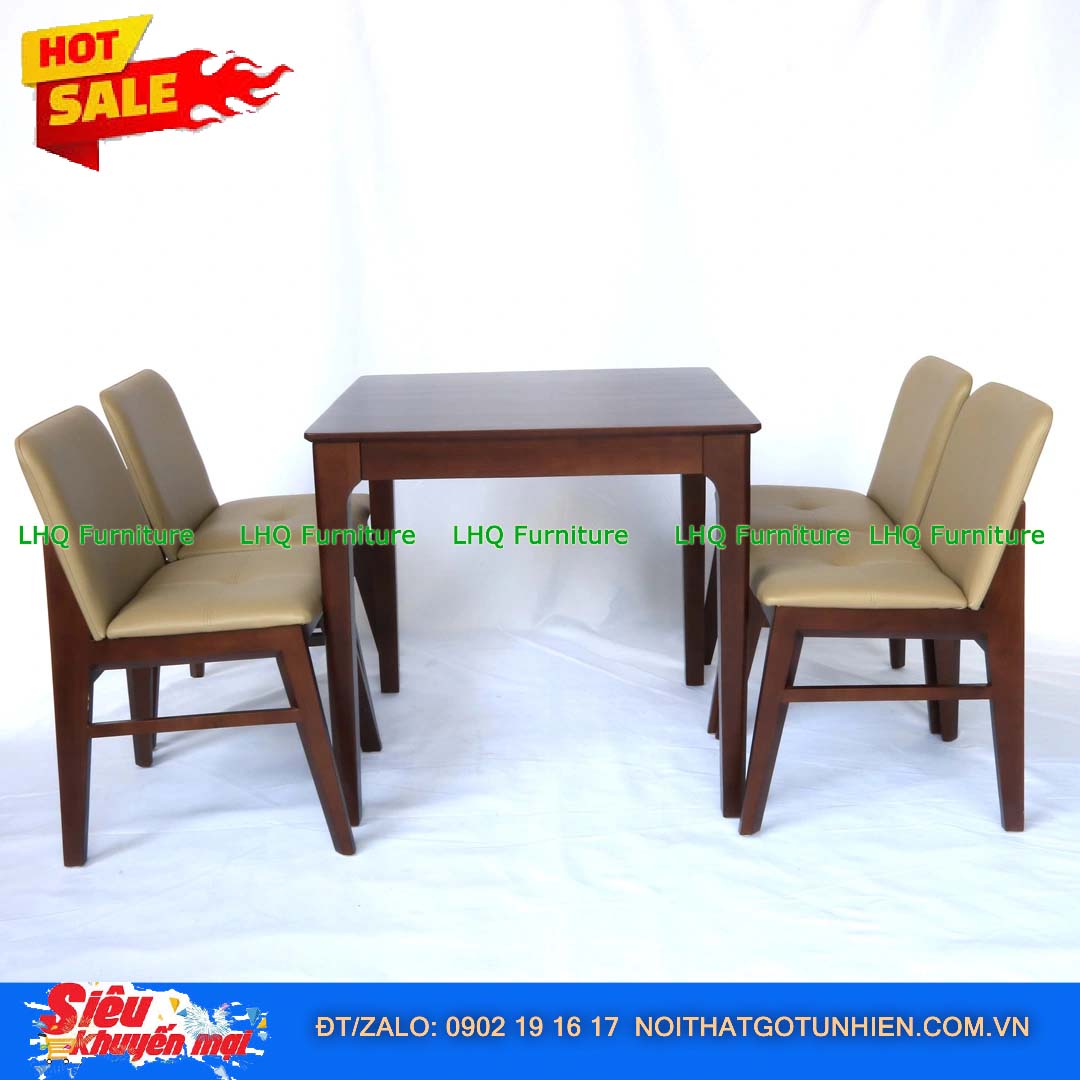 Bộ bàn ăn đẹp, 4 ghế Obama cao cấp, Gỗ cao su, Giá đang ưu đãi, LHQ Furniture cung cấp